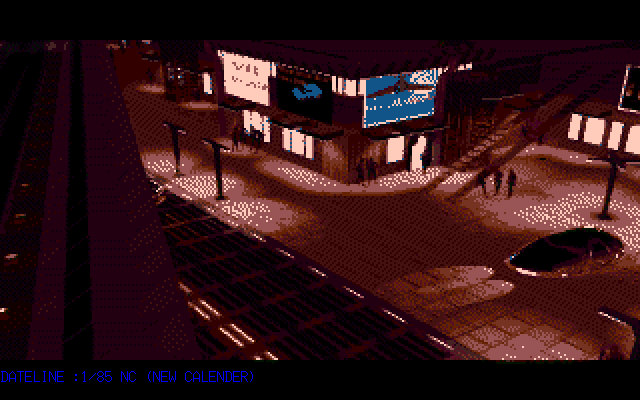 Syndicate (PC-98) screenshot: Intro (16 color mode); the only difference between this and the 256 color mode will be seen in the cinematics and menus because in-game is 16 color only
