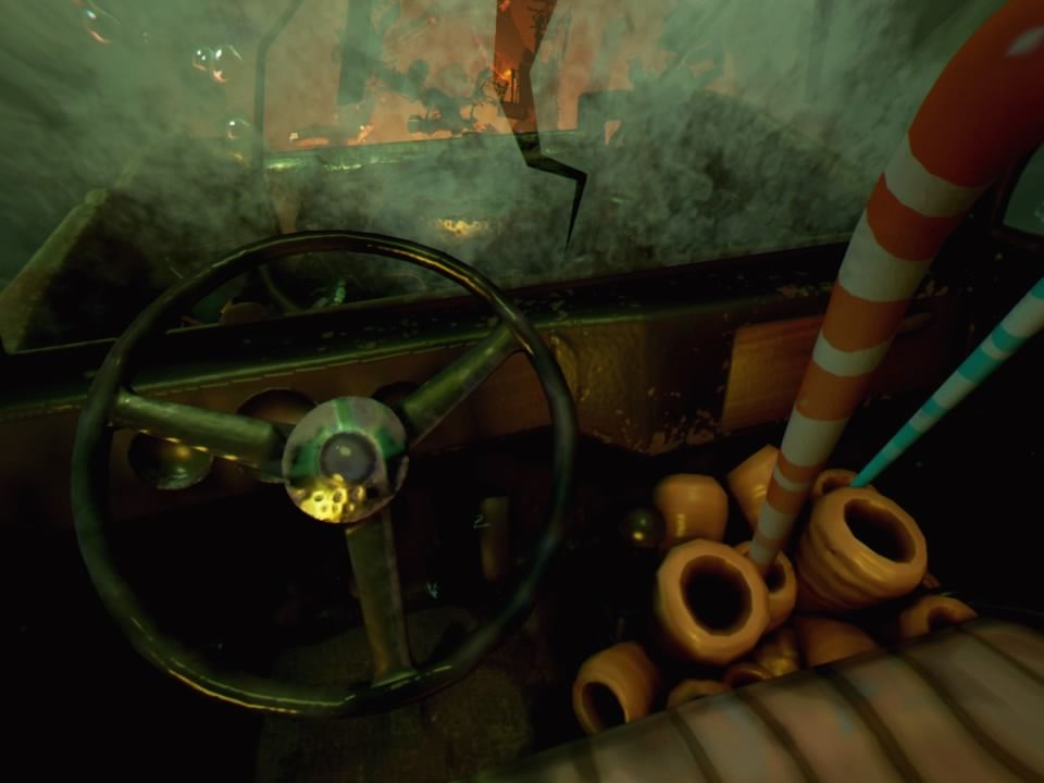 Psychonauts in the Rhombus of Ruin (PlayStation 4) screenshot: There are some weird things growing inside this car