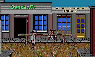 Billy the Kid (DOS) screenshot: Visiting a city as Sheriff Garrett