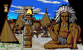 Billy the Kid (DOS) screenshot: Billy the Kid visits some Native Americans