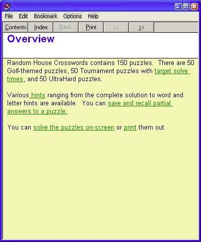 Random House Puzzles & Games: Crosswords (Windows) screenshot: The in-game help opens in a separate window