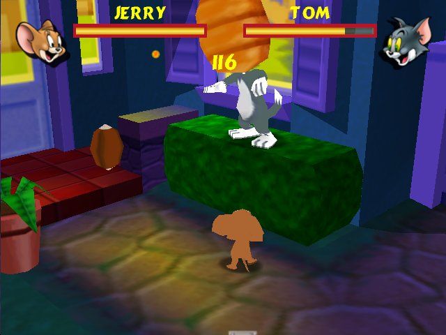 Tom and Jerry in Fists of Furry (Windows) screenshot: That's one kind of traps. Traps are hidden in every level and in a lot of shapes and has a lot of effects. They can be activated when you hit an area near it
