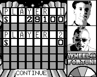 Wheel of Fortune (Game.Com) screenshot: Player 2 hides his shame behind those sunglasses.