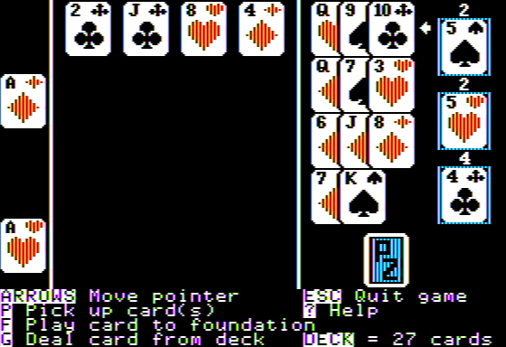Duchess (Apple II) screenshot: 2 Cards in the Foundation