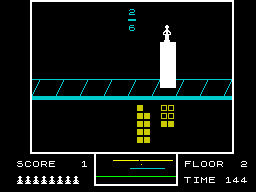 Fraction Fever (ZX Spectrum) screenshot: After locating the correct fraction, I'm advancing to the next floor