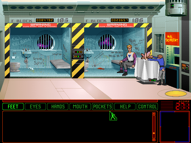 Space Quest 6: Roger Wilco in the Spinal Frontier (DOS) screenshot: In the brig