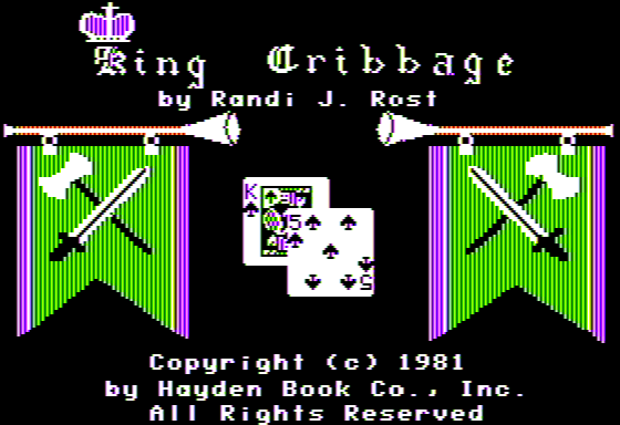 King Cribbage (Apple II) screenshot: Title Screen