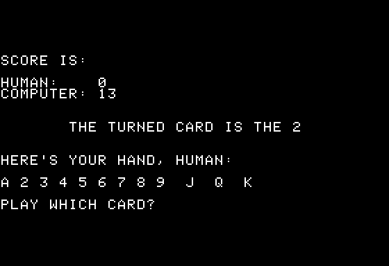 Mensa Master (Apple II) screenshot: Playing a Card