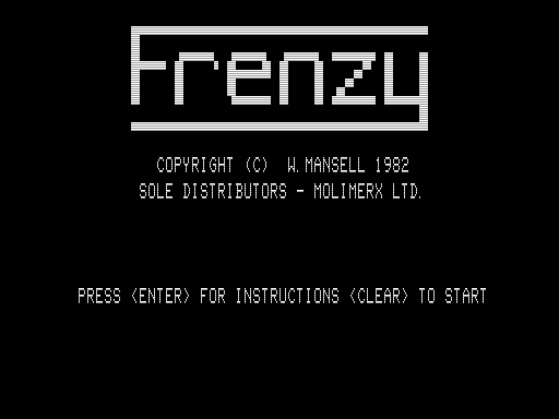 Frenzy (TRS-80) screenshot: Title Screen