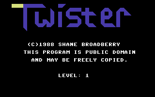 Twister (Commodore 64) screenshot: Title Screen