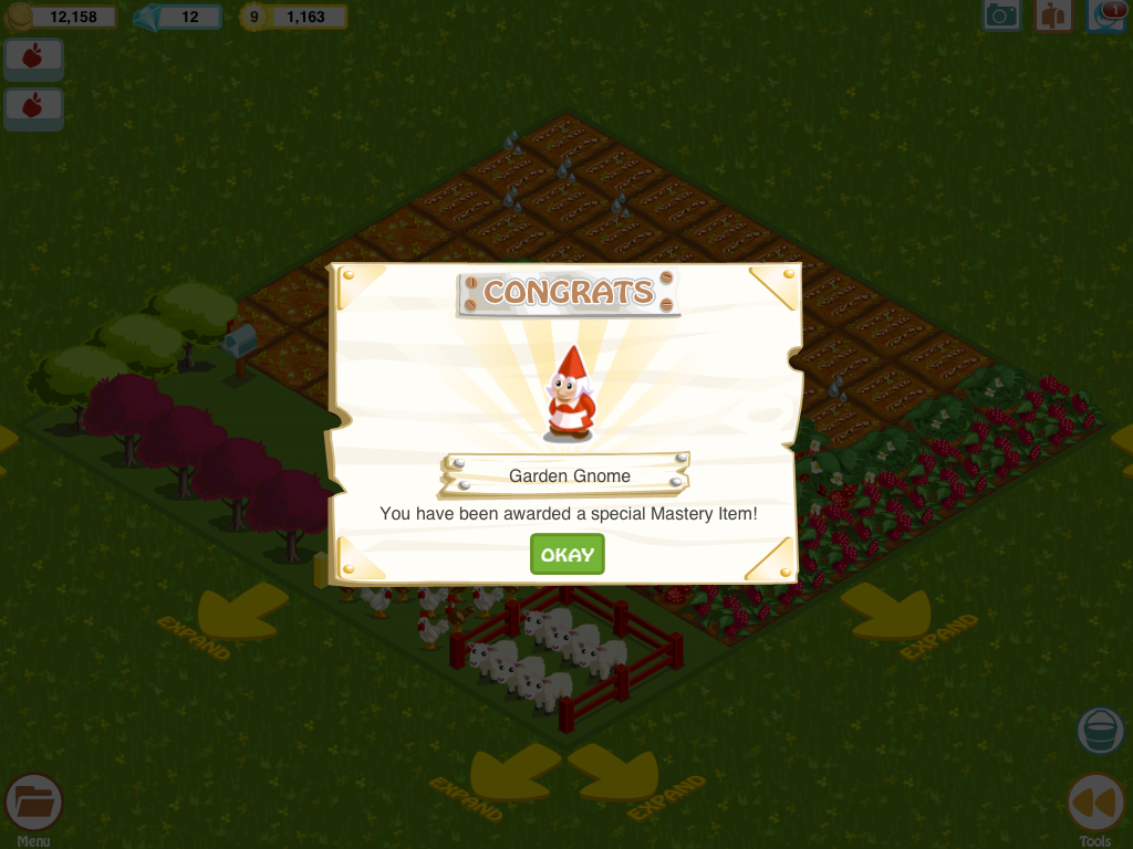 Farm Story (iPad) screenshot: Got a gnome