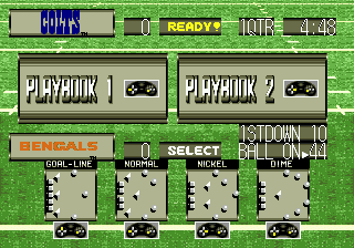 Tecmo Super Bowl III: Final Edition (Genesis) screenshot: Pause menu