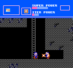 Superman (NES) screenshot: Superman taking a hit