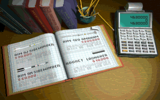 Strike Commander: CD-ROM Edition (DOS) screenshot: Budget is usually tight so you have to choose your weapons carefully.