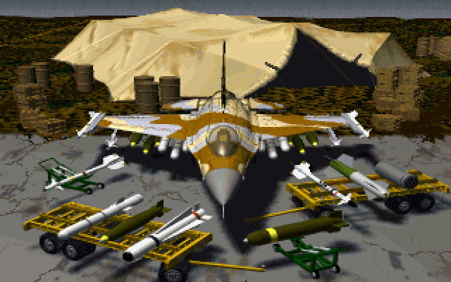 Strike Commander: CD-ROM Edition (DOS) screenshot: Arming your plane.