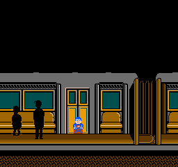 Superman (NES) screenshot: Superman riding the subway ... Superman riding the subway
