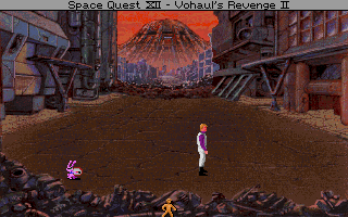 Space Quest IV: Roger Wilco and the Time Rippers (DOS) screenshot: Roger is zapped into the future - to Space Quest XII!..