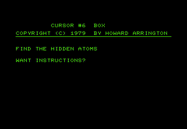 Box (Commodore PET/CBM) screenshot: Title screen