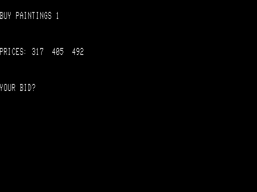 Art Auction (TRS-80) screenshot: 1st Auction