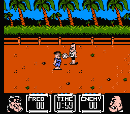 The Flintstones: The Rescue of Dino & Hoppy (NES) screenshot: Win this one-on-one basketball match for a special ability
