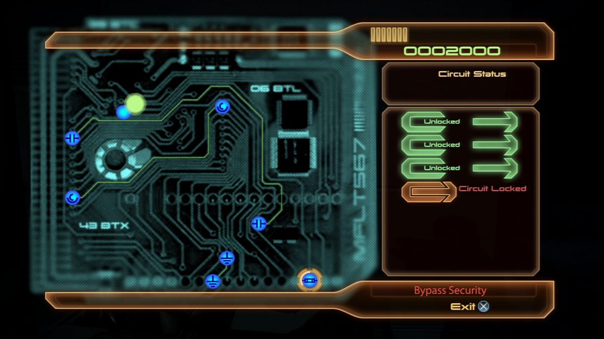 Mass Effect 2 (PlayStation 3) screenshot: Mass Effect 2 - Bypassing the circuits to unlock the safe