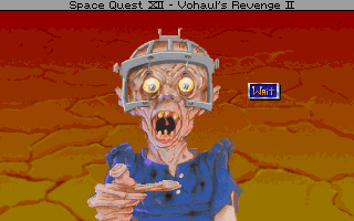 Space Quest IV: Roger Wilco and the Time Rippers (DOS) screenshot: One of the many ways to die, in full screen: spotted by a hideous mutant!..