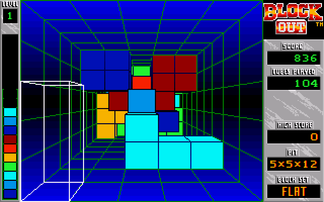 Blockout (Amiga) screenshot: Building up