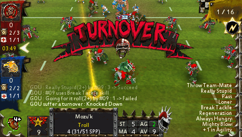 Blood Bowl (PSP) screenshot: Turnover