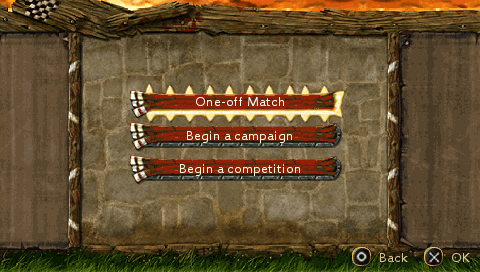 Blood Bowl (PSP) screenshot: Single-player options