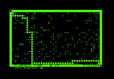 Course (Commodore PET/CBM) screenshot: Finished another maze