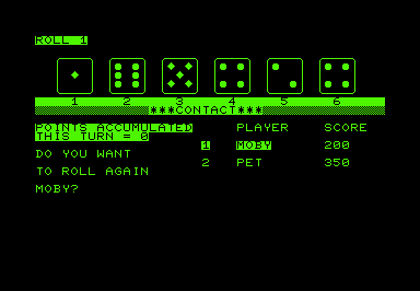 Contact (Commodore PET/CBM) screenshot: Game screen