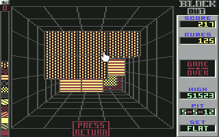 Blockout (Commodore 64) screenshot: Game Over