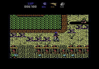 Guerrilla War (Commodore 64) screenshot: Under attack!