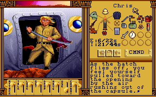 Ultima: Worlds of Adventure 2 - Martian Dreams (DOS) screenshot: Arrival on Mars! Let the exploration begin