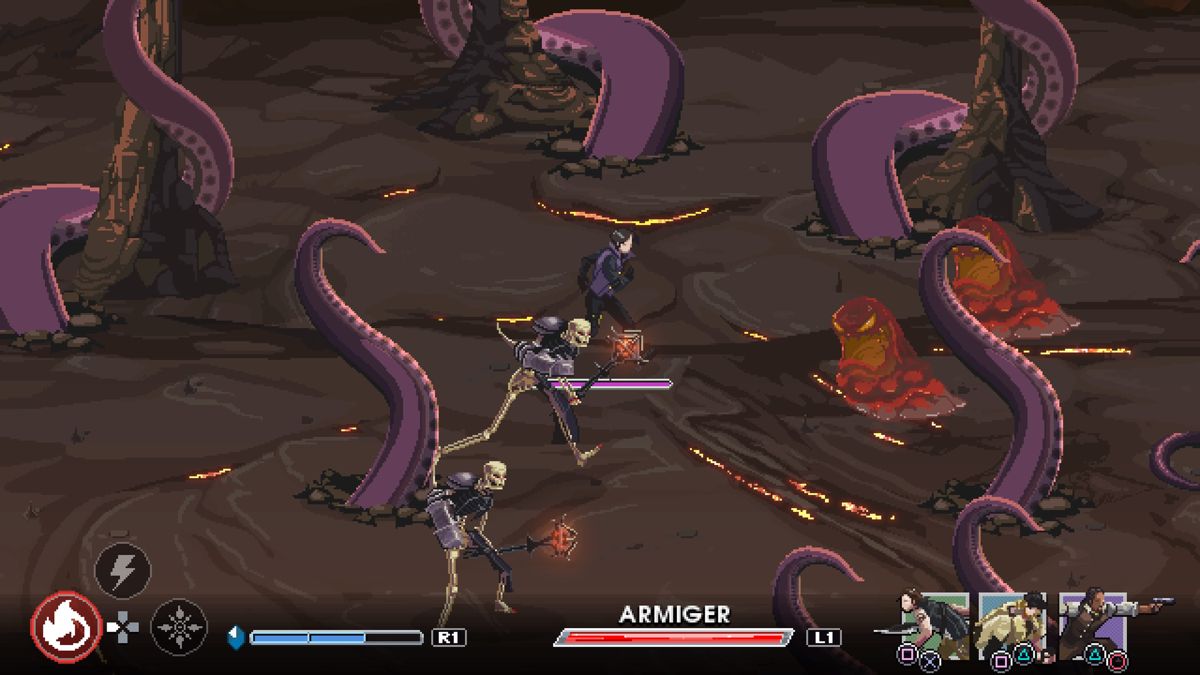 A King's Tale: Final Fantasy XV (PlayStation 4) screenshot: Hacking at the tentacles will hurt the octopus boss