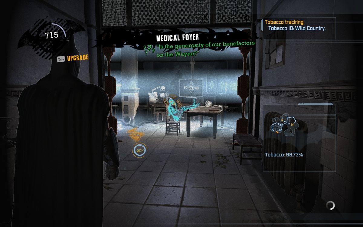 Batman: Arkham Asylum (Windows) screenshot: That's Harley Quinn in detective mode.