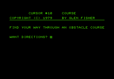 Course (Commodore PET/CBM) screenshot: Title screen