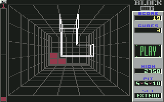 Blockout (Commodore 64) screenshot: Funny-shaped block