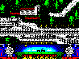 Thomas the Tank Engine & Friends (ZX Spectrum) screenshot: Onto screen 4. Looks like both exits from the previous screen join up here. There's another bonus to be had at the bottom of the screen where I pick up my cargo