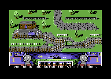 Thomas the Tank Engine & Friends (Commodore 64) screenshot: Watch out for other trains