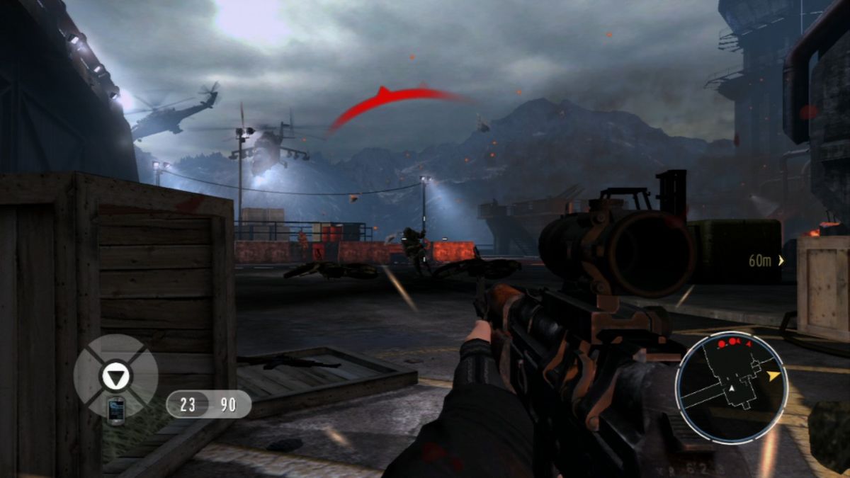 GoldenEye 007: Reloaded (PlayStation 3) screenshot: Watch out for the enemy Hind.