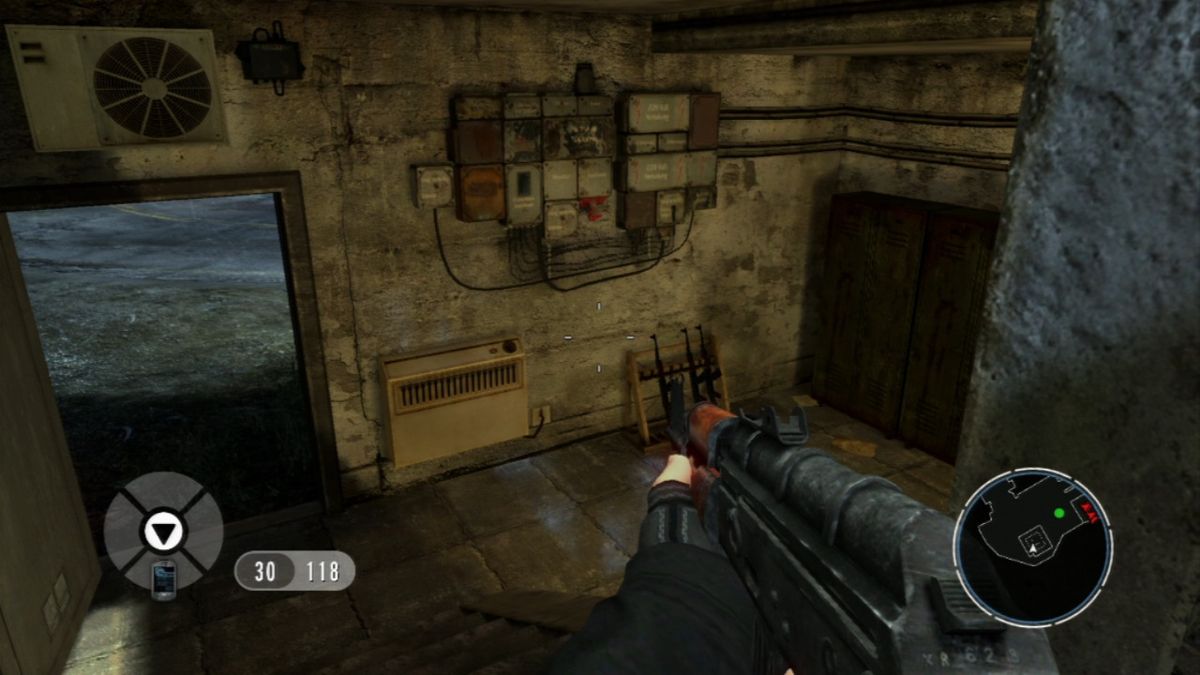 GoldenEye 007: Reloaded (PlayStation 3) screenshot: Enemy's weapons rack... don't mind if I do