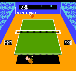 Ping Pong (NES) screenshot: Serving the first ball.