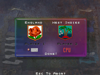Cricket 96 (DOS) screenshot: The demo version is a match between England and the West Indies