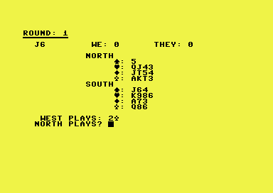 Bridge 3.0 (Commodore 64) screenshot: Playing phase