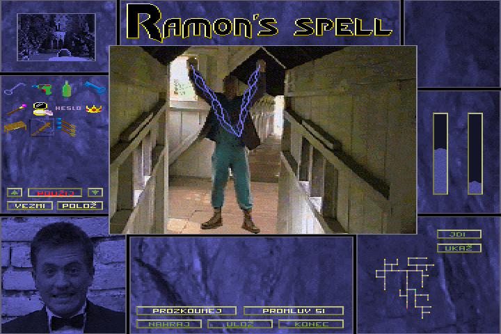 Ramonovo Kouzlo (DOS) screenshot: Under attack of the bridge guardian