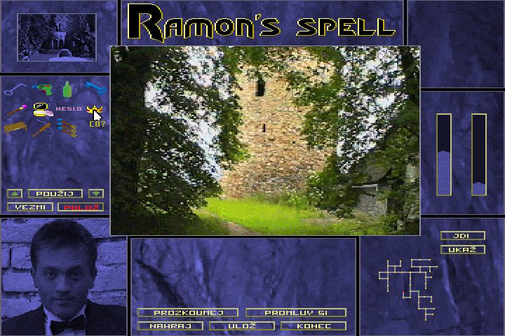 Ramonovo Kouzlo (DOS) screenshot: Standing in front of the deserted tower