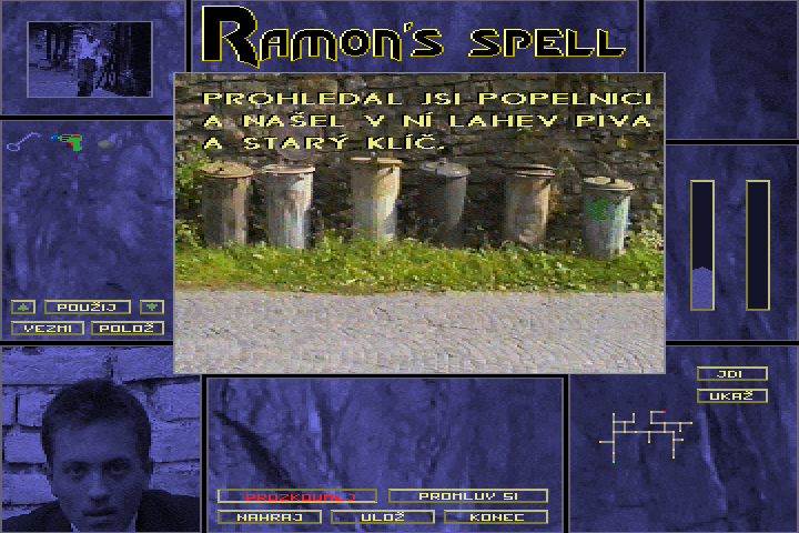 Ramonovo Kouzlo (DOS) screenshot: Just found an old key in the trash can