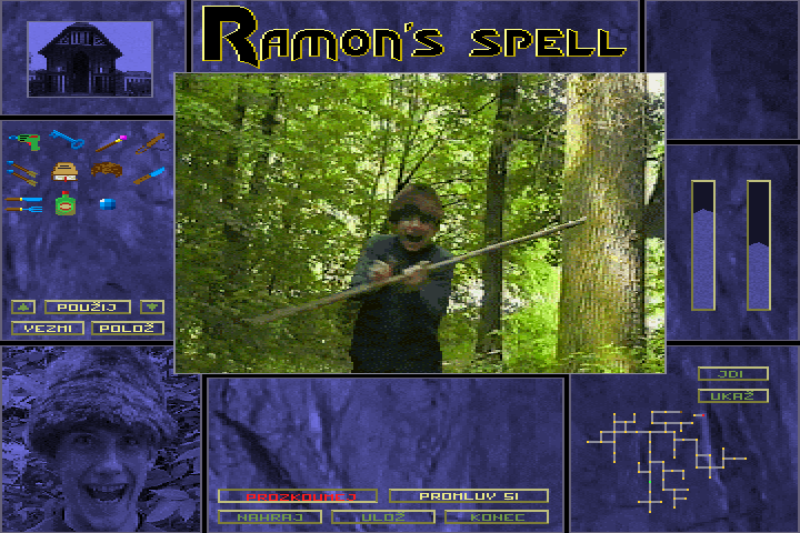 Ramonovo Kouzlo (DOS) screenshot: Under attack of some crazy guy