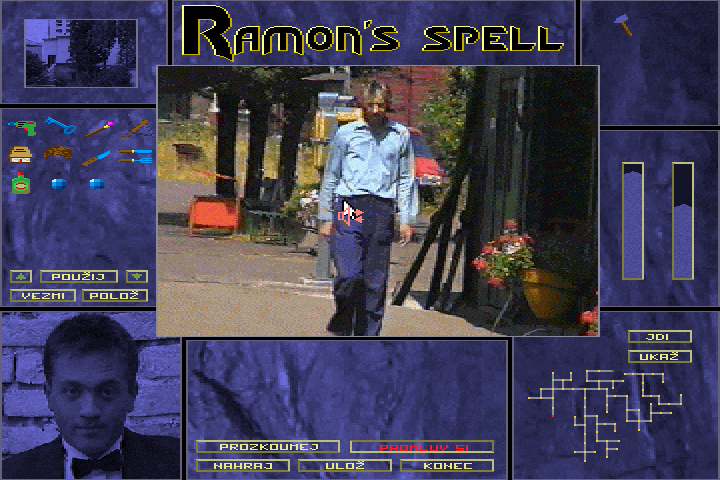 Ramonovo Kouzlo (DOS) screenshot: Lets have a talk with a railway employee